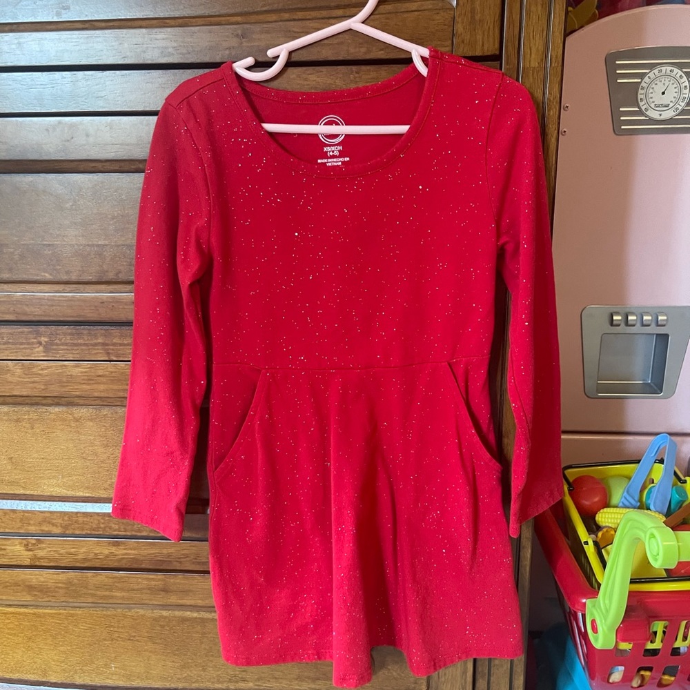 Red Long sleeve Sparkly Dress
